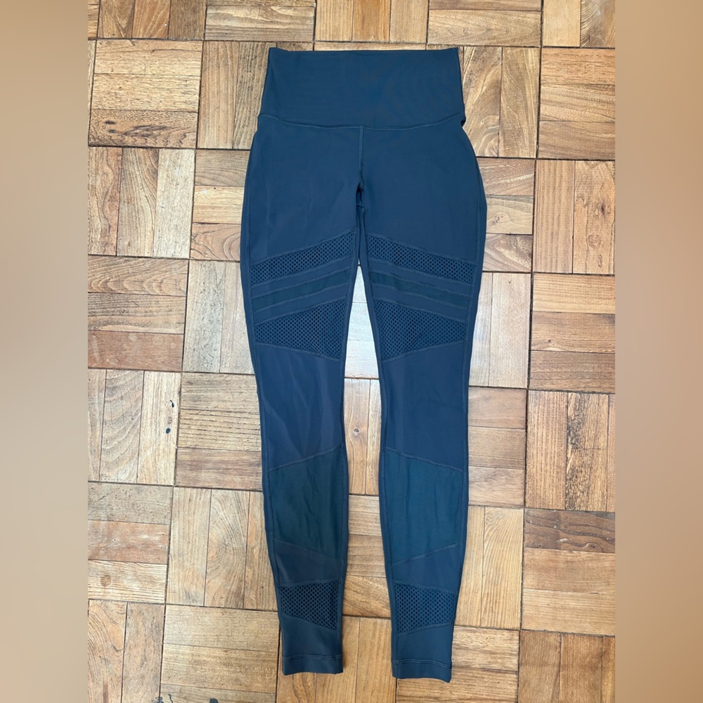Lululemon Gray Leggings With Mesh and Sheer Details